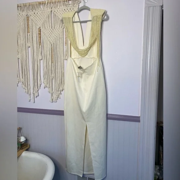 ASOS Cream Midi Dress with Open Back - Picture 7 of 13